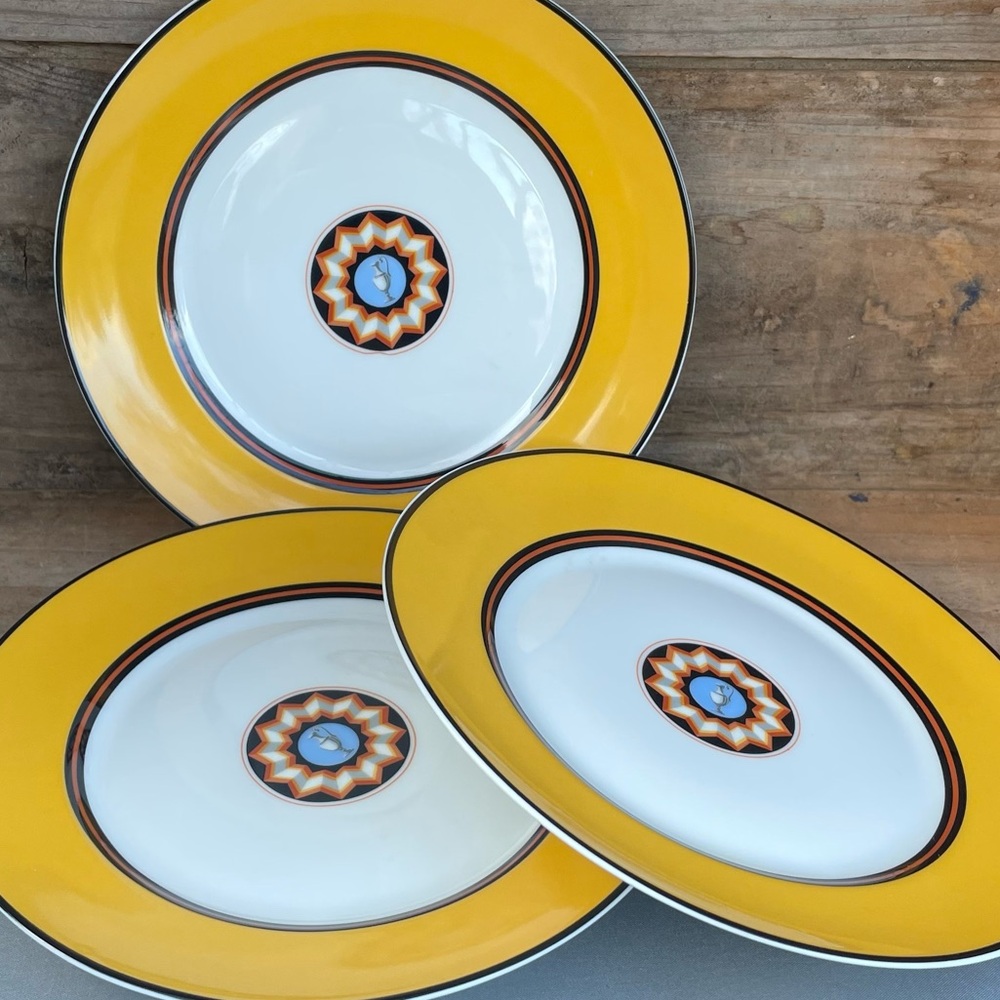 Vintage Limoges France Pompei Deco Jean Puiforcat 7-3/4 " Salad Plate Set of 3